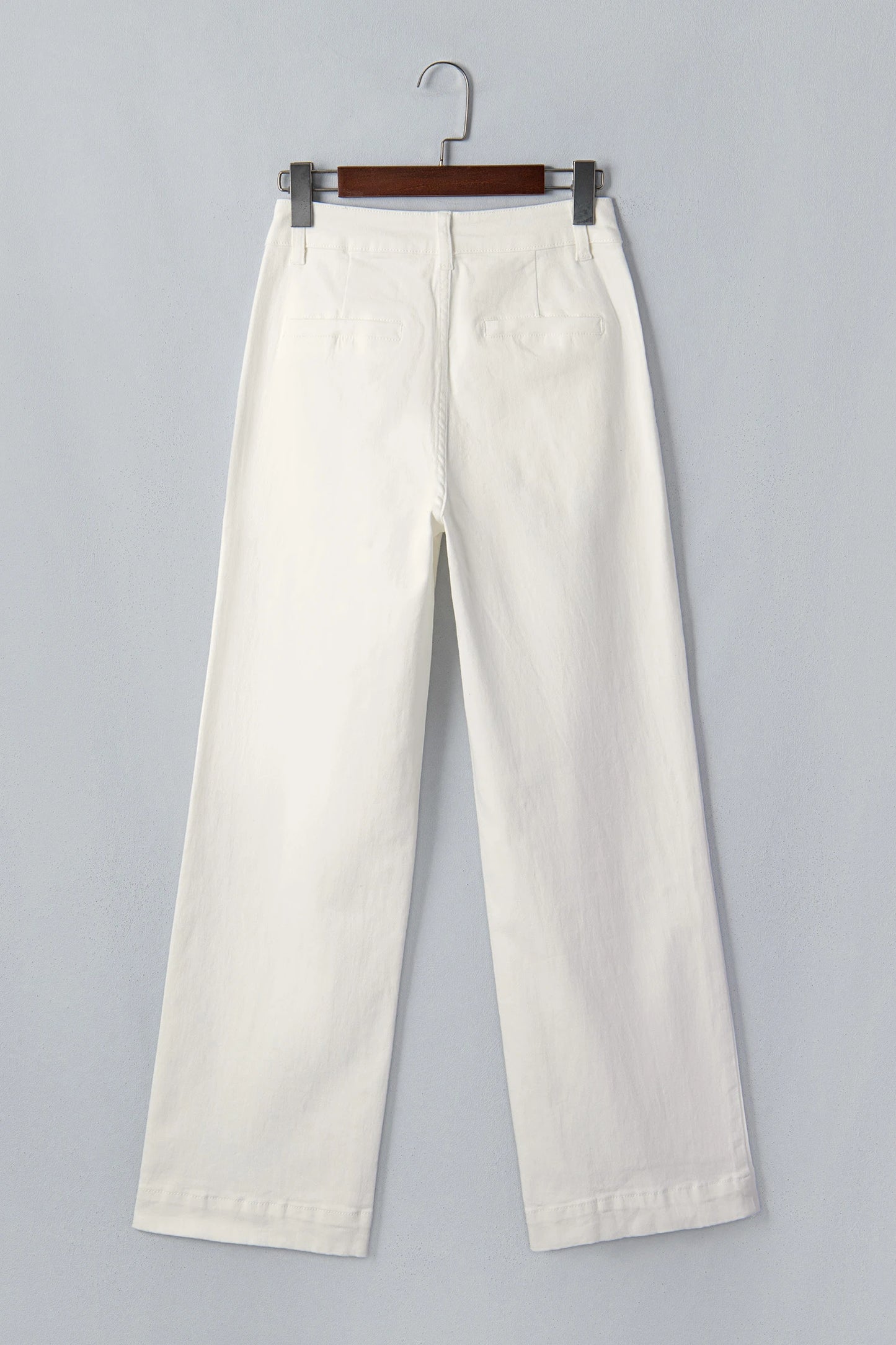 RTS White Solid Color Scalloped Patch Pocket Shift Jeans