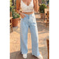 RTS Studded Side Slit Leg Frayed Pocketed Wide Leg Jeans