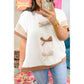 Jera Bowknot Applique Plus Size Ribbed Top