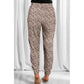 Jennifer Khaki Leopard Elastic Waist Casual Joggers