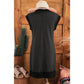 Jenica Black Quarter Zip Pocketed Cap Sleeve Sweatshirt Dress