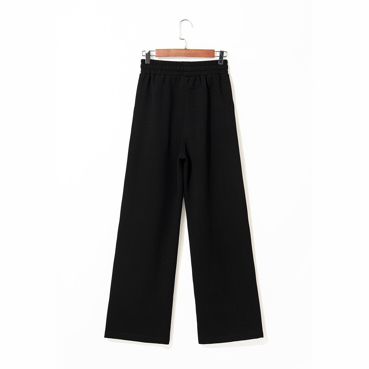 Jenna Black Drawstring High Waist Solid Color Sweatpants