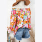 Jenny Floral Print Puff Sleeve Pleated Elastic Neckline Blouse