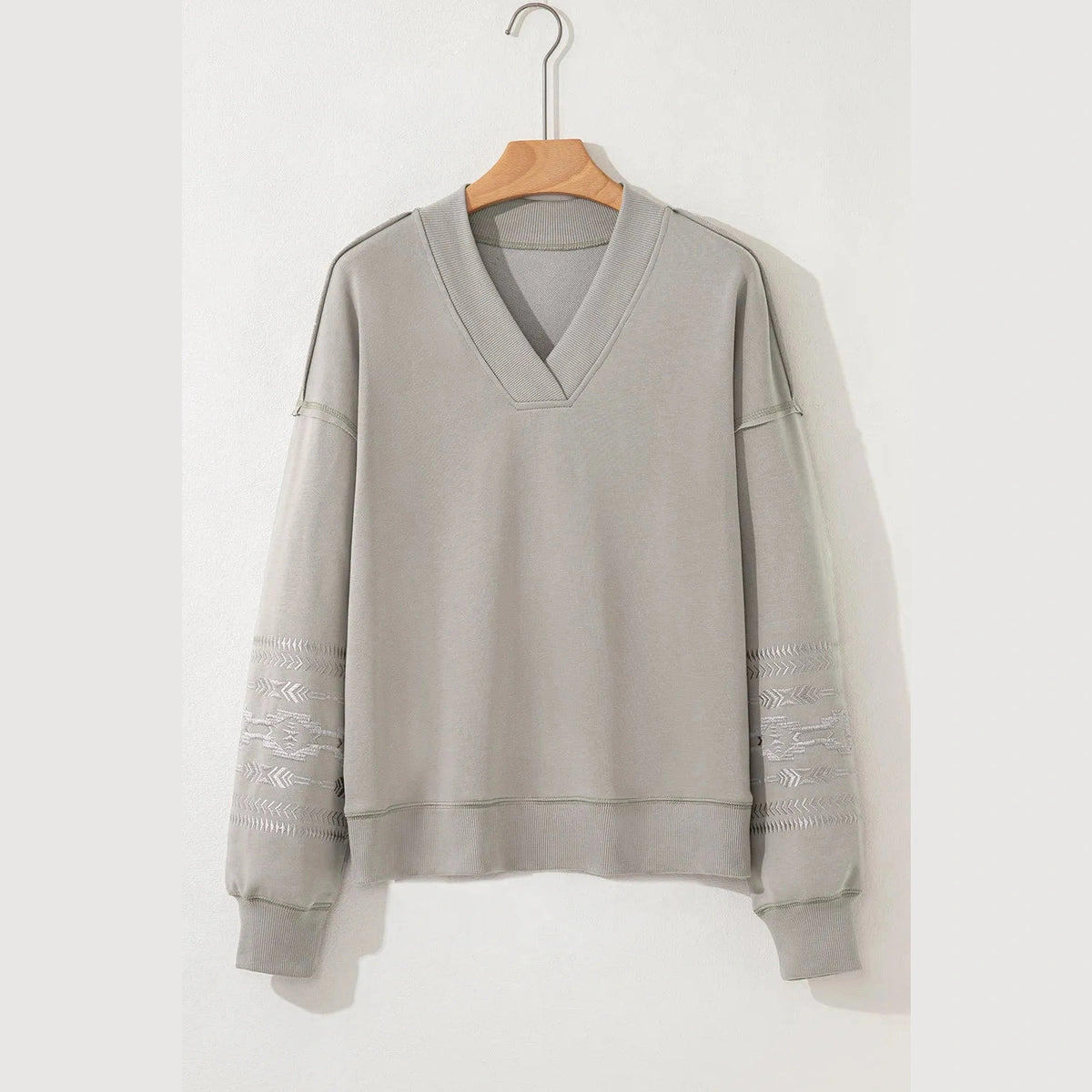 SALE!!! Jerika Aztec Embroidered Western V Neck Sweatshirt
