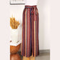 Jessalyn Red Boho Ethnic Striped Print Tie Waist Wide Leg Pants