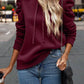 Jessamine Wine Puff‑Shoulder Drawstring Hoodie