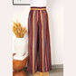 Jessalyn Red Boho Ethnic Striped Print Tie Waist Wide Leg Pants