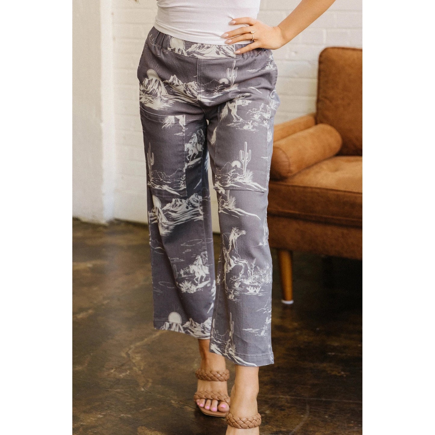 Jessa Wild West Riding Vintage Printed Shift Jeans