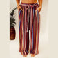 Jessalyn Red Boho Ethnic Striped Print Tie Waist Wide Leg Pants