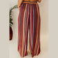 Jessalyn Red Boho Ethnic Striped Print Tie Waist Wide Leg Pants