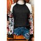 Jessenia Black Floral Patchwork Long Sleeve Ribbed Blouse