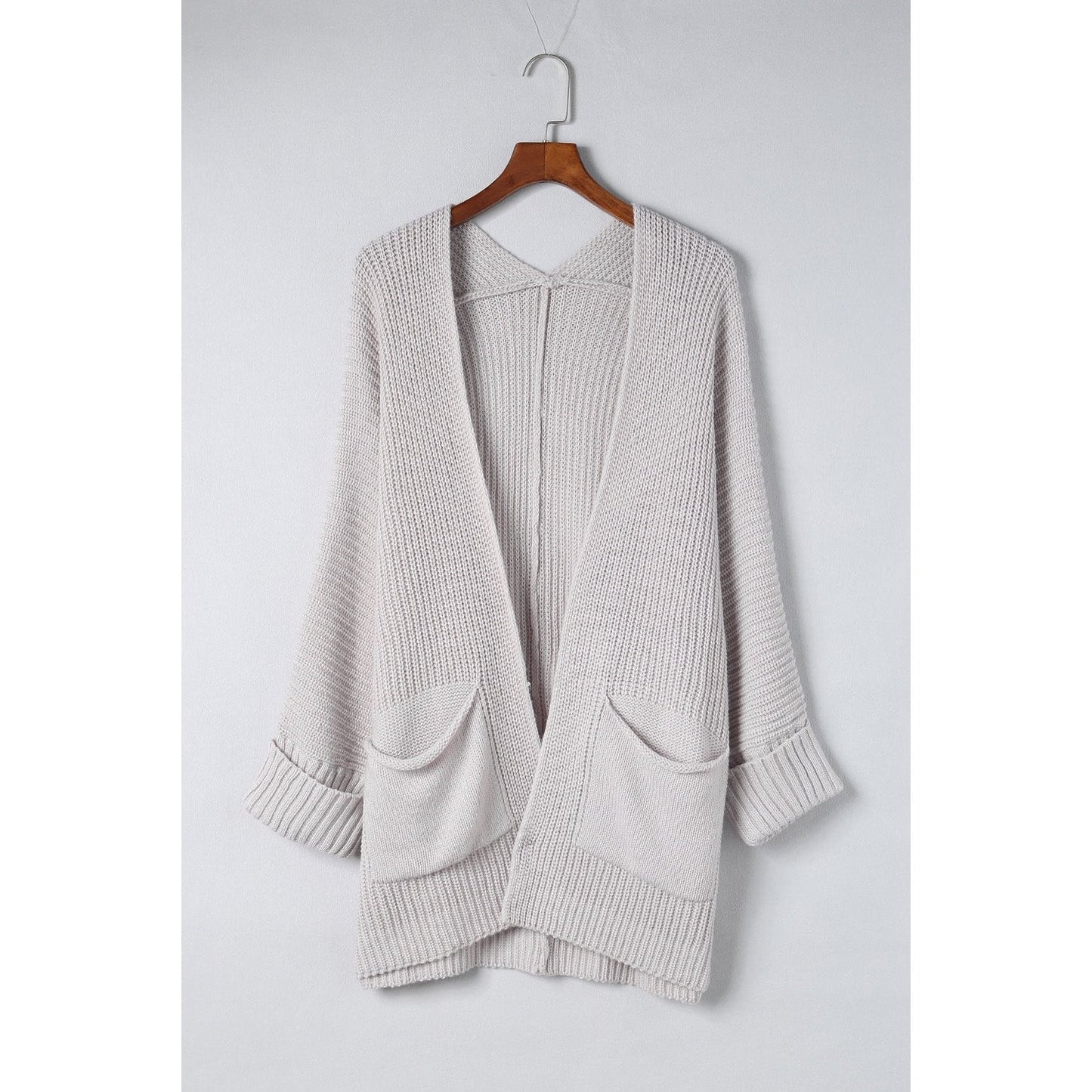 Jessika Grey Oversized Fold Over Sleeve Sweater Cardigan