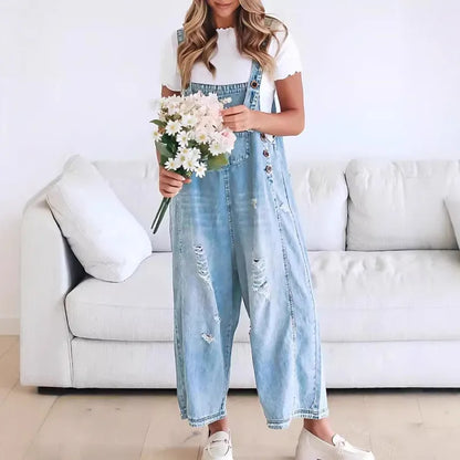 Jessika Distressed Denim Overalls - 4 Colors
