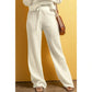 Jesso White Textured Loose Fit Drawstring High Waist Pants
