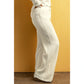 Jesso White Textured Loose Fit Drawstring High Waist Pants