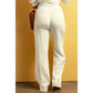Jesso White Textured Loose Fit Drawstring High Waist Pants