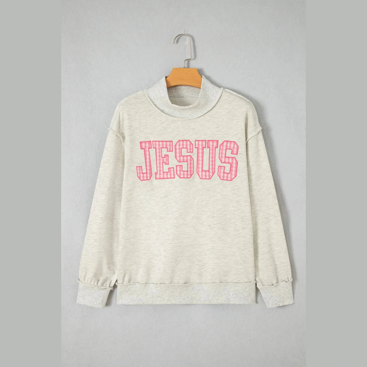 Jesus High Neck Polka Dot Slogan Printed Baggy Sweatshirt
