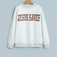 Light Grey Reversible Jesus Saves Print Mock Neck Pullover Sweatshirt