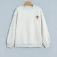 Light Grey Reversible Jesus Saves Print Mock Neck Pullover Sweatshirt
