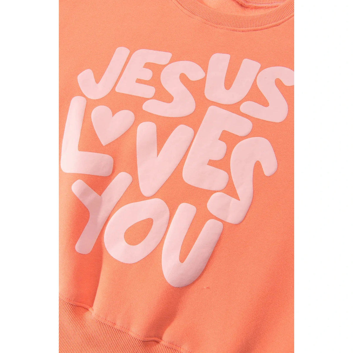 JESUS LOVES YOU Puffy Letter Graphic Sweatshirt