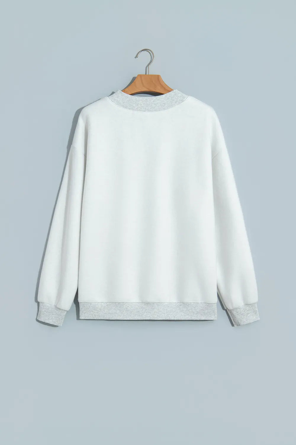 Light Grey Reversible Jesus Saves Print Mock Neck Pullover Sweatshirt