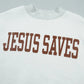 Light Grey Reversible Jesus Saves Print Mock Neck Pullover Sweatshirt