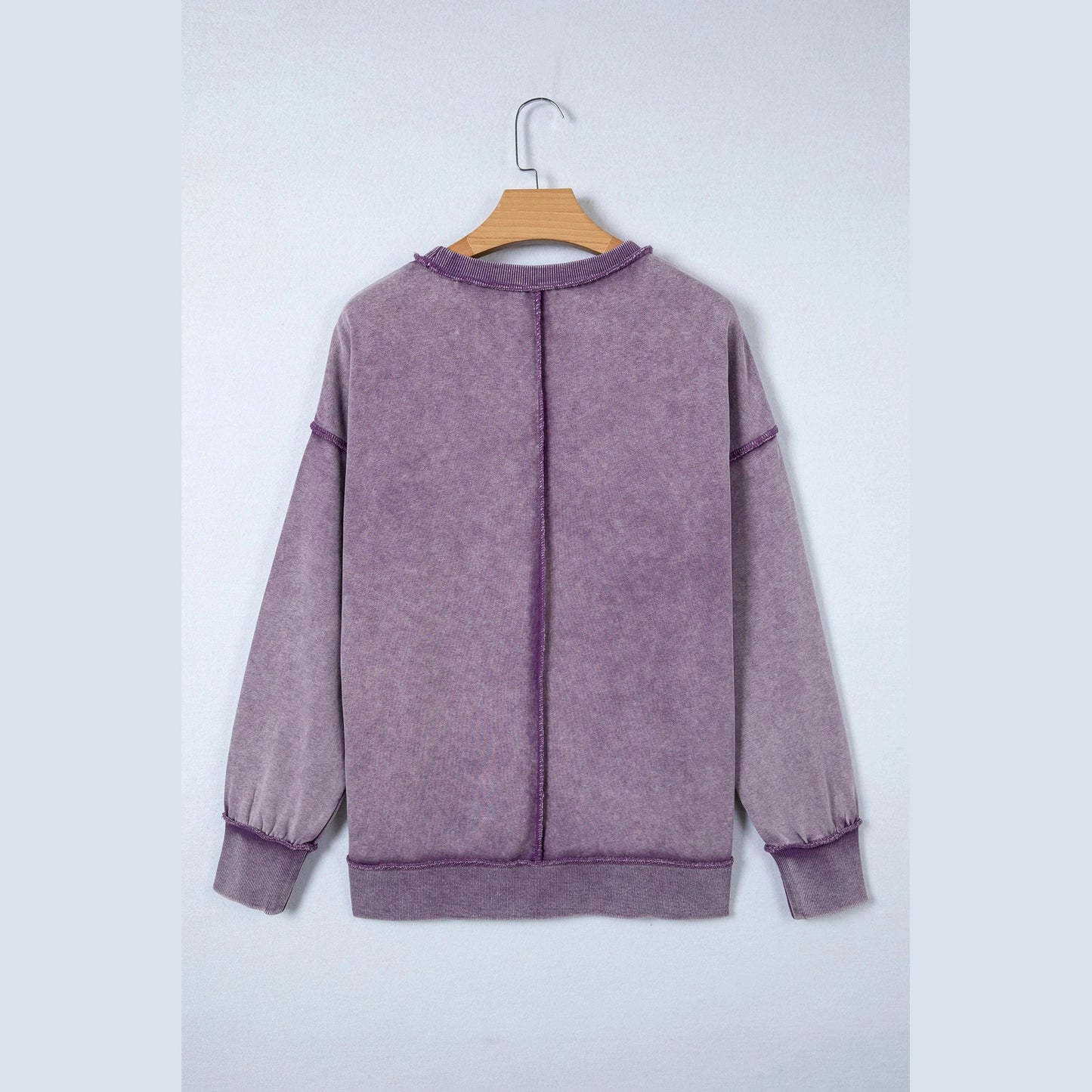 Jettie Purple Mineral Wash Exposed Seam Side Slit Sweatshirt