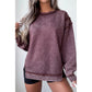 Jettie Red Mineral Wash Exposed Seam Side Slit Sweatshirt