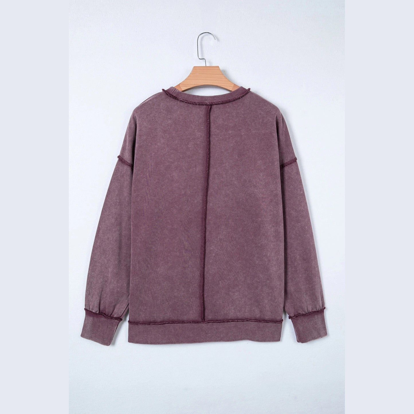 Jettie Red Mineral Wash Exposed Seam Side Slit Sweatshirt