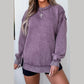 Jettie Purple Mineral Wash Exposed Seam Side Slit Sweatshirt