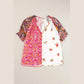 Jezzy Multicolour Boho Floral Patchwork Buttoned Short Sleeve Blouse