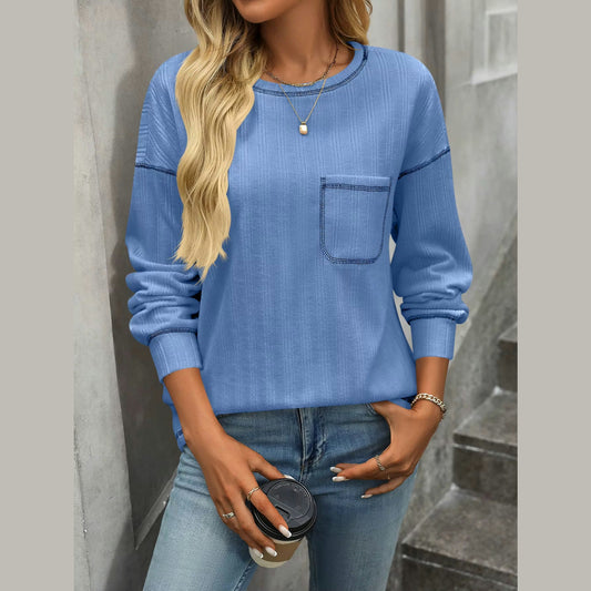 Jo Blue Drop Shoulder Loose Fit Long Sleeve Tee Shirt