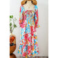 Jo Tropical Print Smocked Bodice Puff Sleeve Maxi Dress