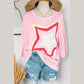 Joan Light Pink Colorblock Star Patched Half Sleeve Oversized Tee