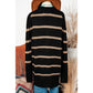 Jocie Black Stripe Buttoned V Neck Drop Shoulder Loose Cardigan