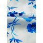 Jodeen Blue Floral Long Sleeve Lace-up V Neck Blouse