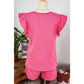 REDUCED!!!  Joella Bonbon Pink Textured Ruffled Sleeve Tee and Drawstring Shorts Set  REDUCED!!!