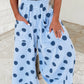 Joey Sky Blue Polka Dot Wide Leg Elastic Waist Casual Pants