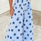 Joey Sky Blue Polka Dot Wide Leg Elastic Waist Casual Pants