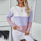 Joi Purple Colorblock Button Decor Sweater