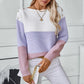 Joi Purple Colorblock Button Decor Sweater