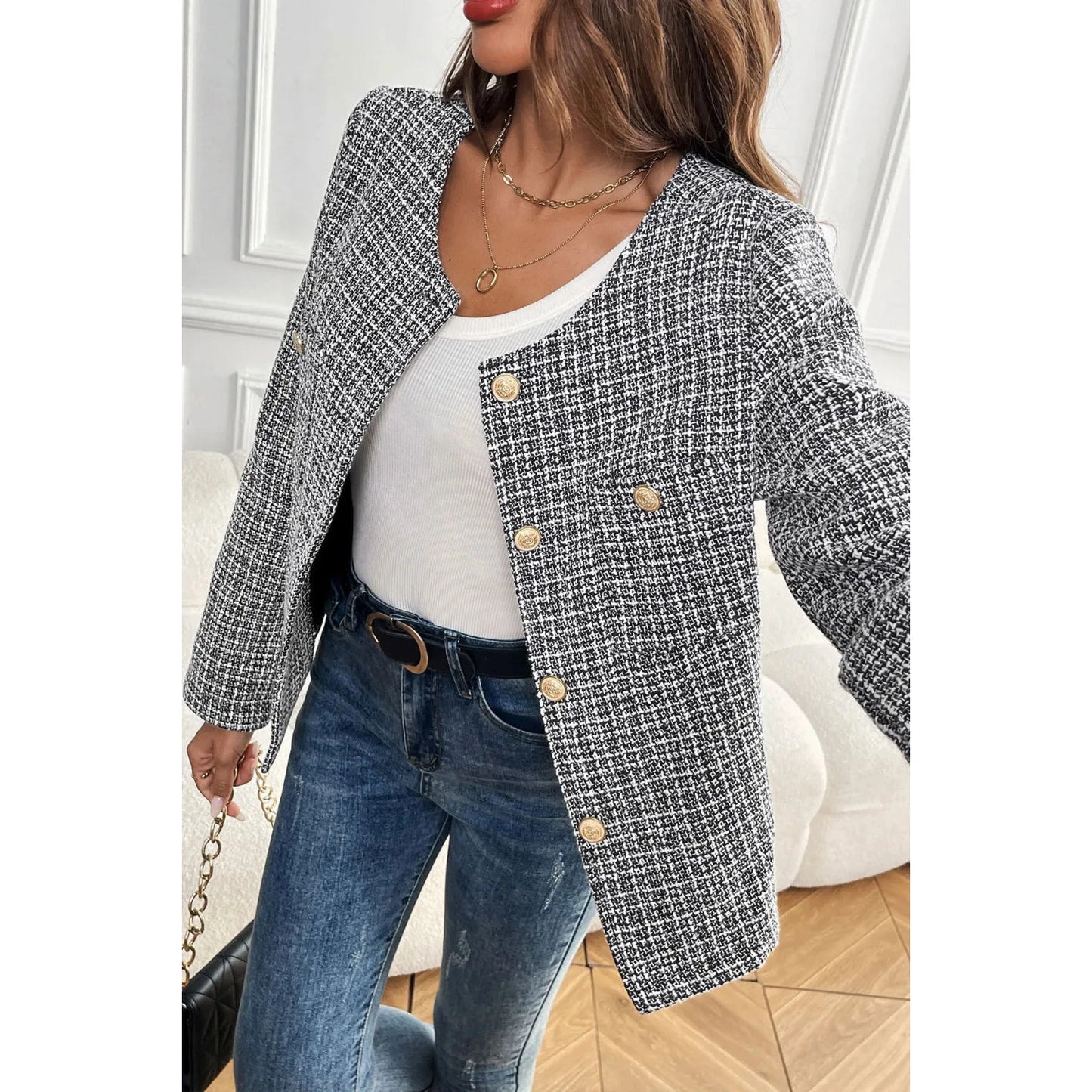 Joie Black Checkered Jacket