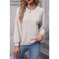 Jona Khaki Stripe Round Neck Drop Shoulder Long Sleeve Top