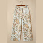 Joni Beige Vintage Style Floral Print High Waist Wide Leg Jeans