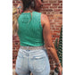 Jora Green Slim Ribbed Mineral Wash Tank To