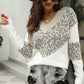 Jordie V Neck Leopard Colorblock Sweater