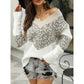 Jordie V Neck Leopard Colorblock Sweater