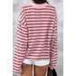 Jorry Pink Stripe Striped Long Sleeve Collar Shift Top