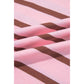 Jorry Pink Stripe Striped Long Sleeve Collar Shift Top