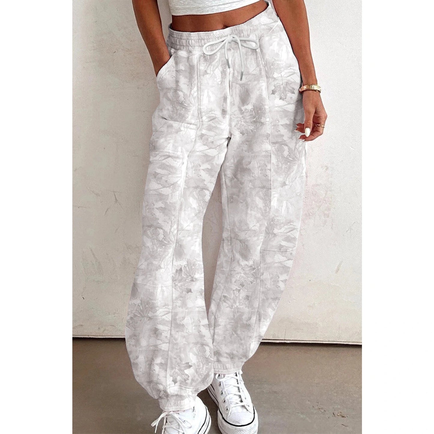 Josalee Camo Print Baggy Drawstring Jogger Sweatpants